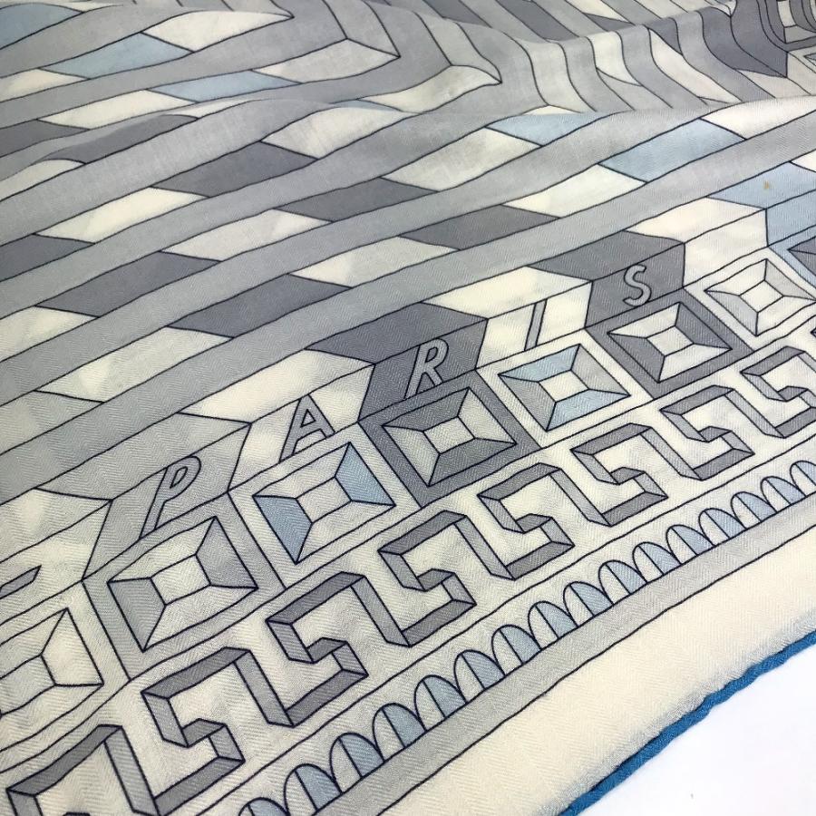 HERMES エルメス カレジェアン 140 カレジェアン140 ショール ストール 大判 アリアドネの糸 LE FIL D'ARIANE スカーフ グレー系【中古】 | HERMES | 04