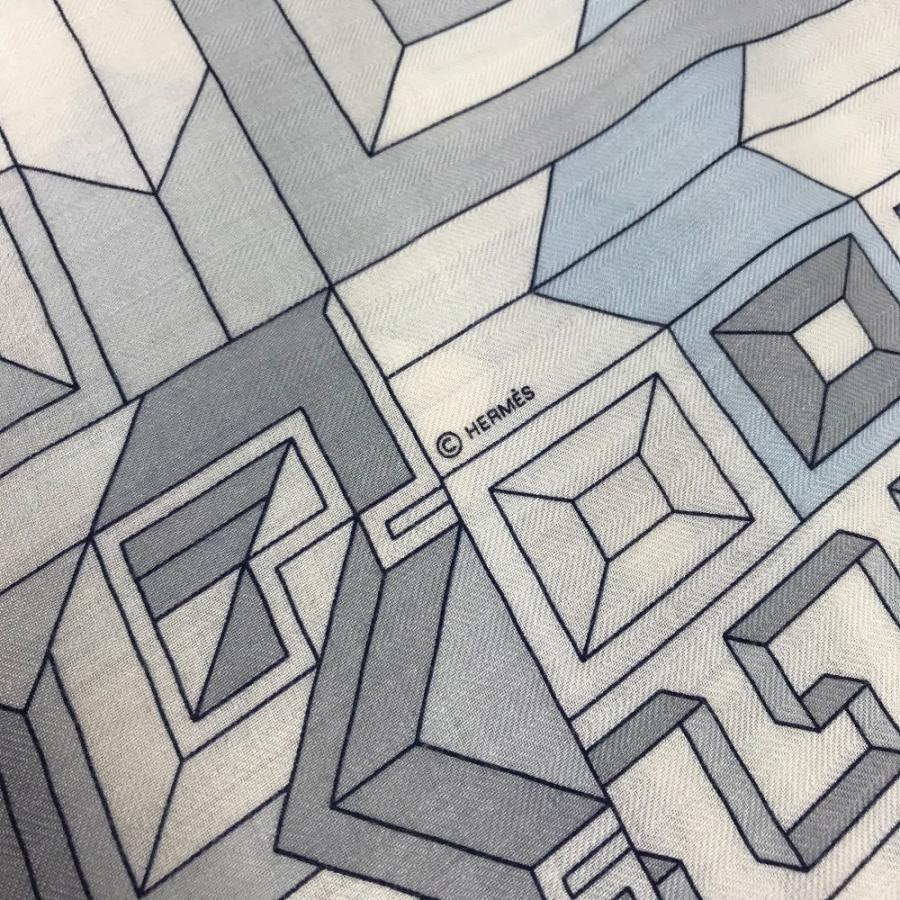 HERMES エルメス カレジェアン 140 カレジェアン140 ショール ストール 大判 アリアドネの糸 LE FIL D'ARIANE スカーフ グレー系【中古】 | HERMES | 05
