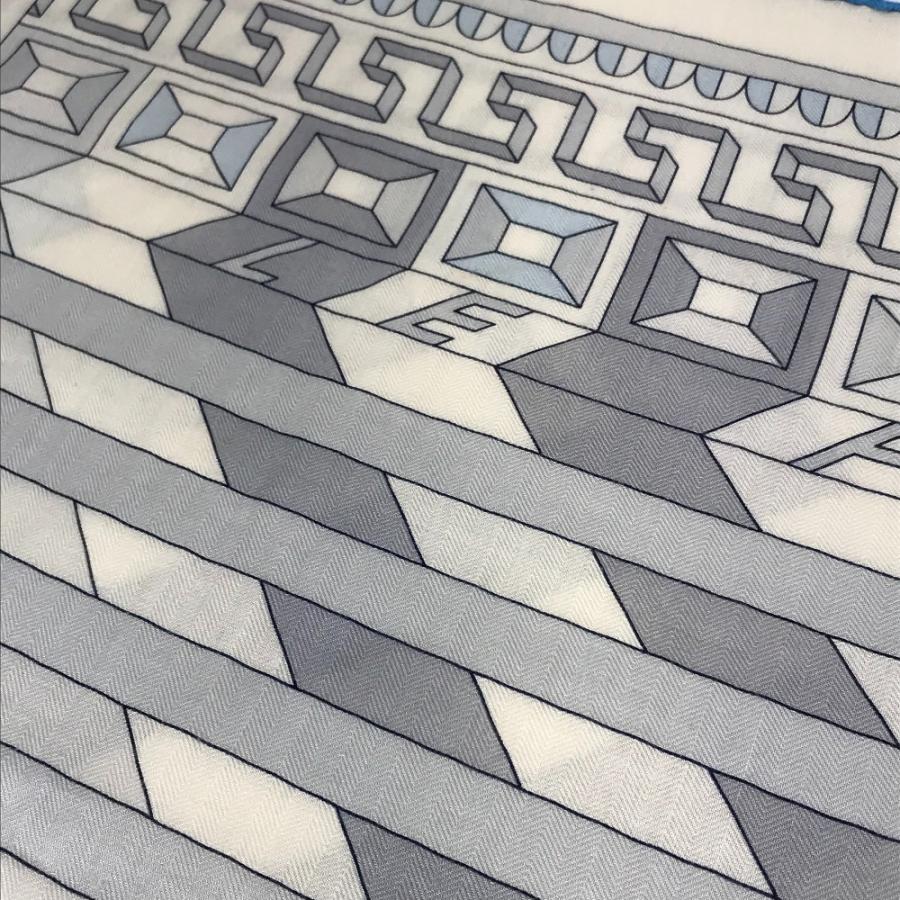 HERMES エルメス カレジェアン 140 カレジェアン140 ショール ストール 大判 アリアドネの糸 LE FIL D'ARIANE スカーフ グレー系【中古】 | HERMES | 06