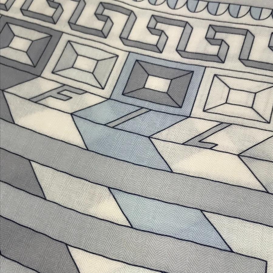 HERMES エルメス カレジェアン 140 カレジェアン140 ショール ストール 大判 アリアドネの糸 LE FIL D'ARIANE スカーフ グレー系【中古】 | HERMES | 07