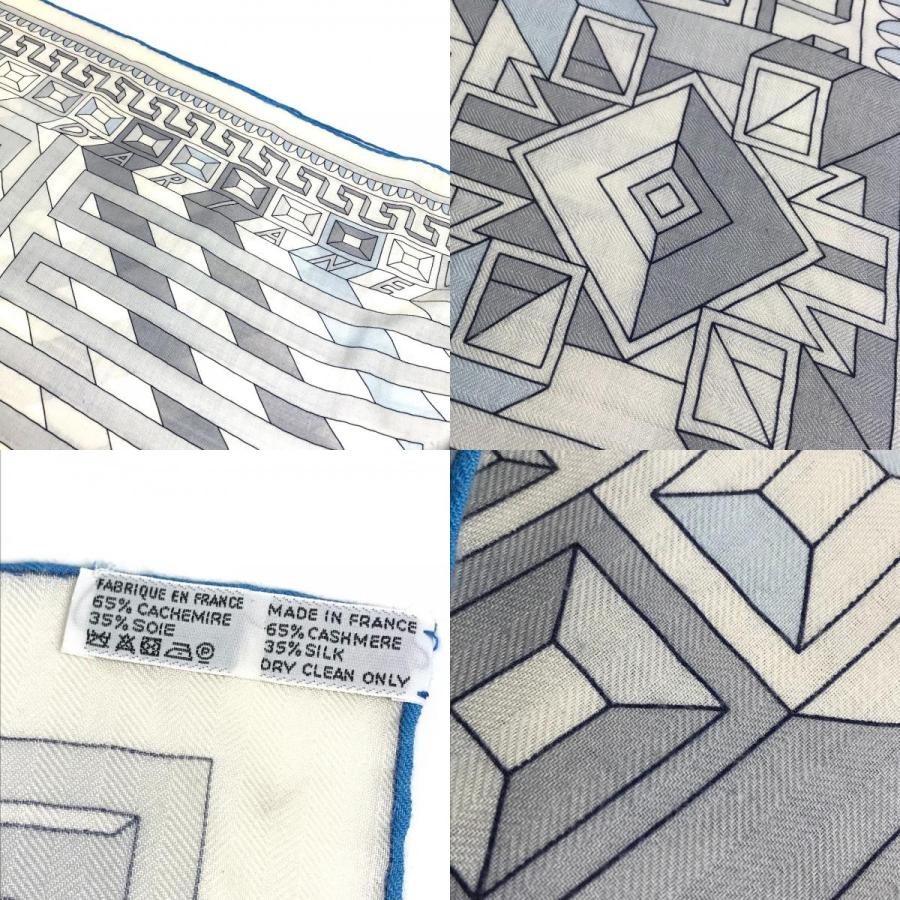 HERMES エルメス カレジェアン 140 カレジェアン140 ショール ストール 大判 アリアドネの糸 LE FIL D'ARIANE スカーフ グレー系【中古】 | HERMES | 08