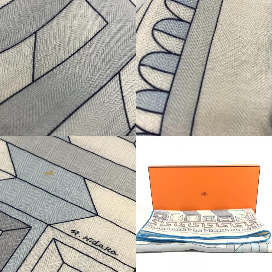 HERMES エルメス カレジェアン 140 カレジェアン140 ショール ストール 大判 アリアドネの糸 LE FIL D'ARIANE スカーフ グレー系【中古】 | HERMES | 09