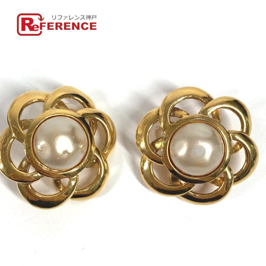 CHANEL シャネル フェイクパール フラワー 花 アクセサリー ヴィンテージ イヤリング ゴールド レディース【中古】 | CHANEL