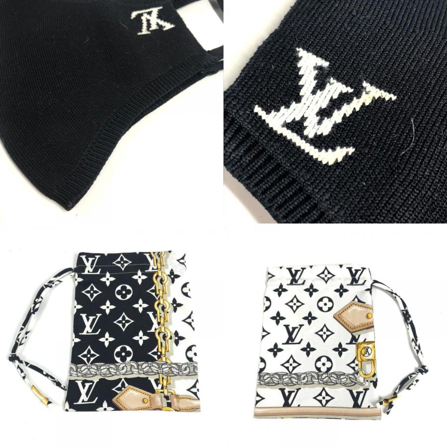 美品 LOUIS VUITTON ルイヴィトン M76748 マスク マイユ マスク＆巾着ポーチセット モノグラム マスク ブラック ユニセックス【中古】 | LOUIS VUITTON | 08
