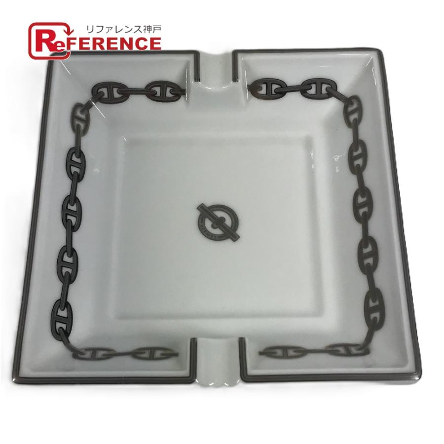 HERMES エルメス シェーヌダンクル ロゴ アッシュトレイ 皿 インテリア トレー 灰皿 ホワイト ユニセックス【中古】 | HERMES