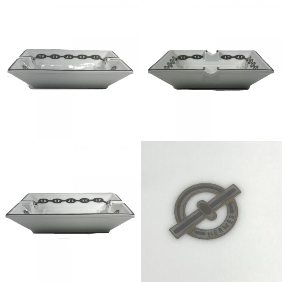 HERMES エルメス シェーヌダンクル ロゴ アッシュトレイ 皿 インテリア トレー 灰皿 ホワイト ユニセックス【中古】 | HERMES | 08