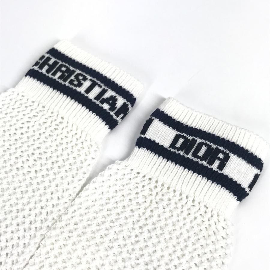 未使用 Dior ディオール ロゴ ニーハイソックス ハイソックス アクセサリー バイカラー 靴下 ホワイト レディース【中古】 |  | 05