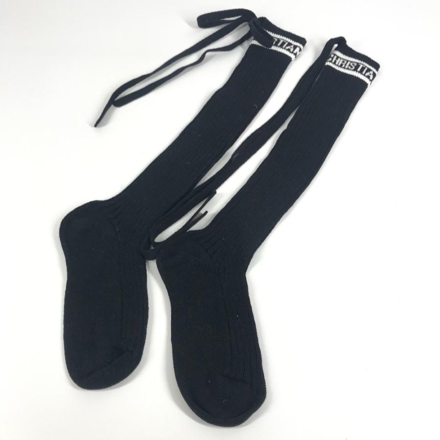 美品 LOUIS VUITTON ルイヴィトン ロゴ ニーハイソックス ハイソックス アクセサリー バイカラー リボン りぼん 靴下 ブラック【中古】 |  | 03