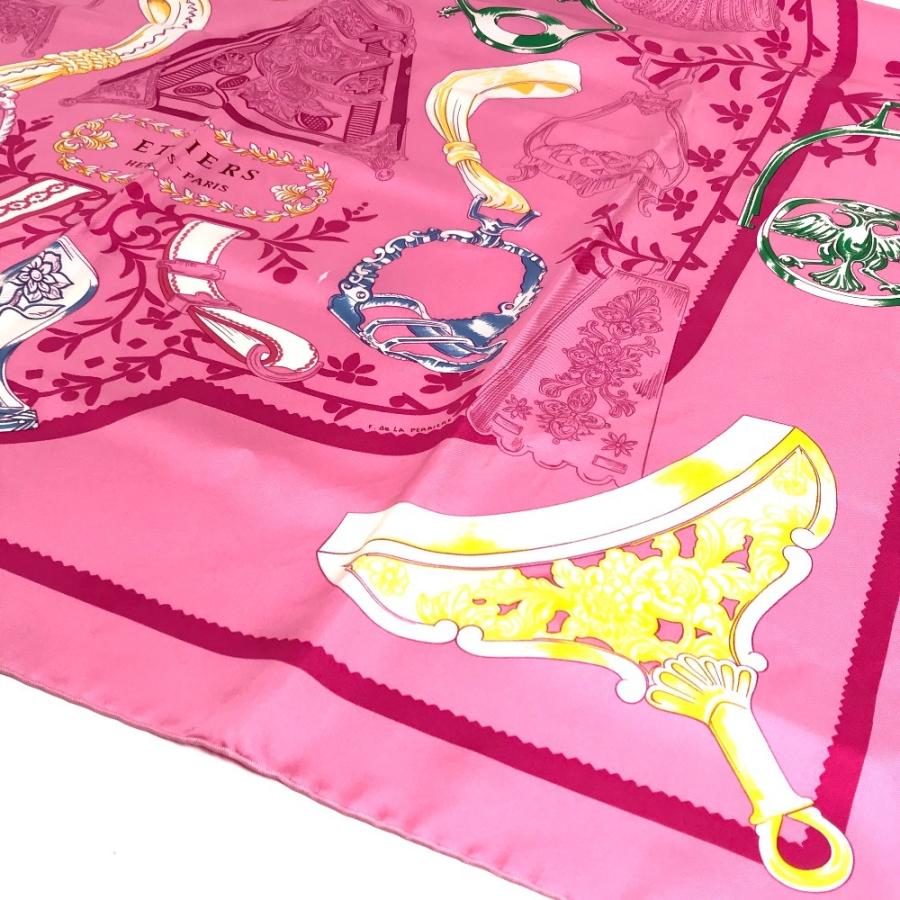 美品 HERMES エルメス ETRIERS 鐙  カレ90 カレ 90 スカーフ ピンク レディース【中古】 | HERMES | 03