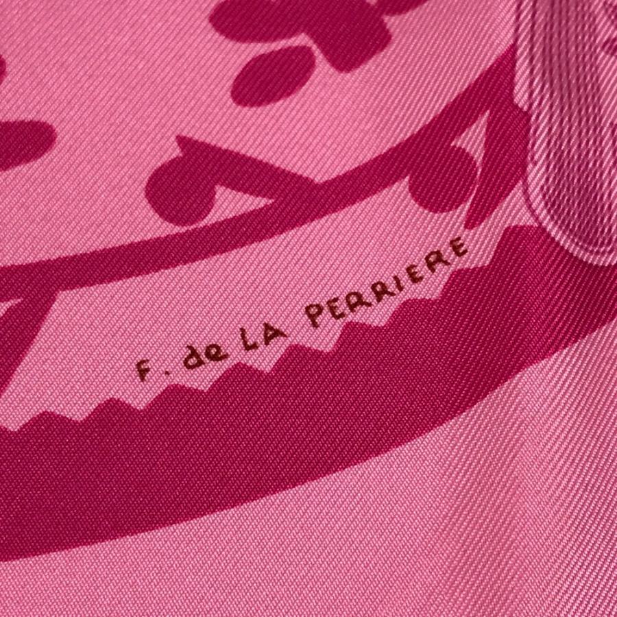 美品 HERMES エルメス ETRIERS 鐙  カレ90 カレ 90 スカーフ ピンク レディース【中古】 | HERMES | 05