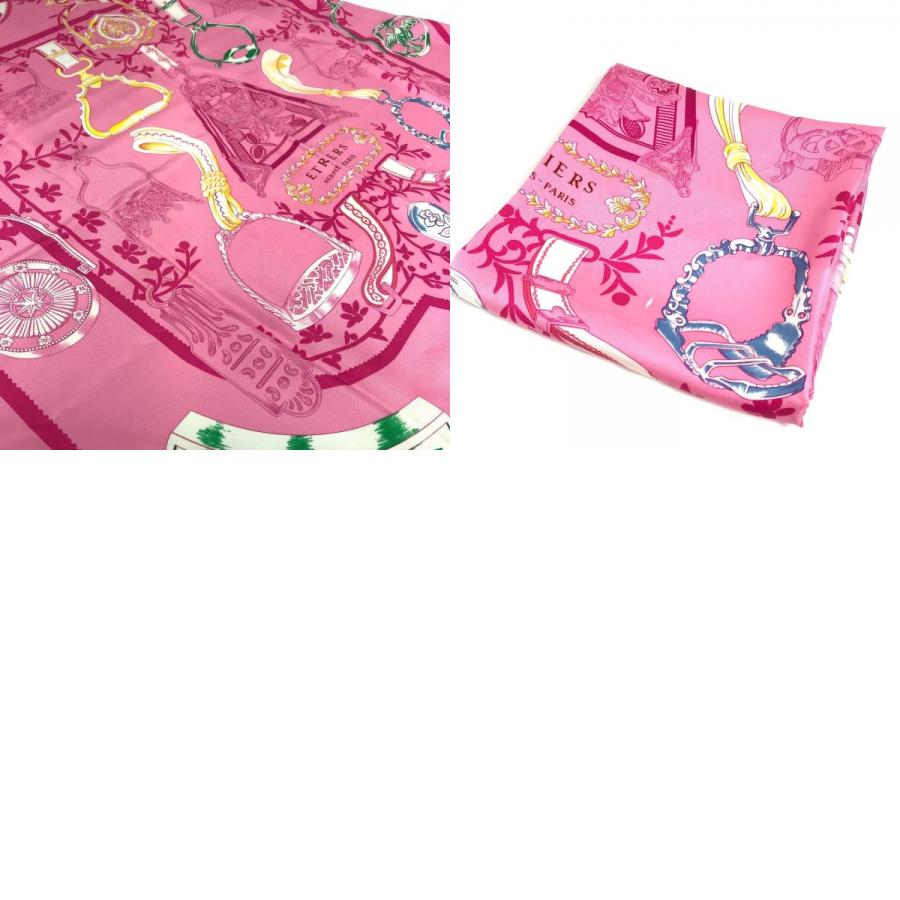 美品 HERMES エルメス ETRIERS 鐙  カレ90 カレ 90 スカーフ ピンク レディース【中古】 | HERMES | 09