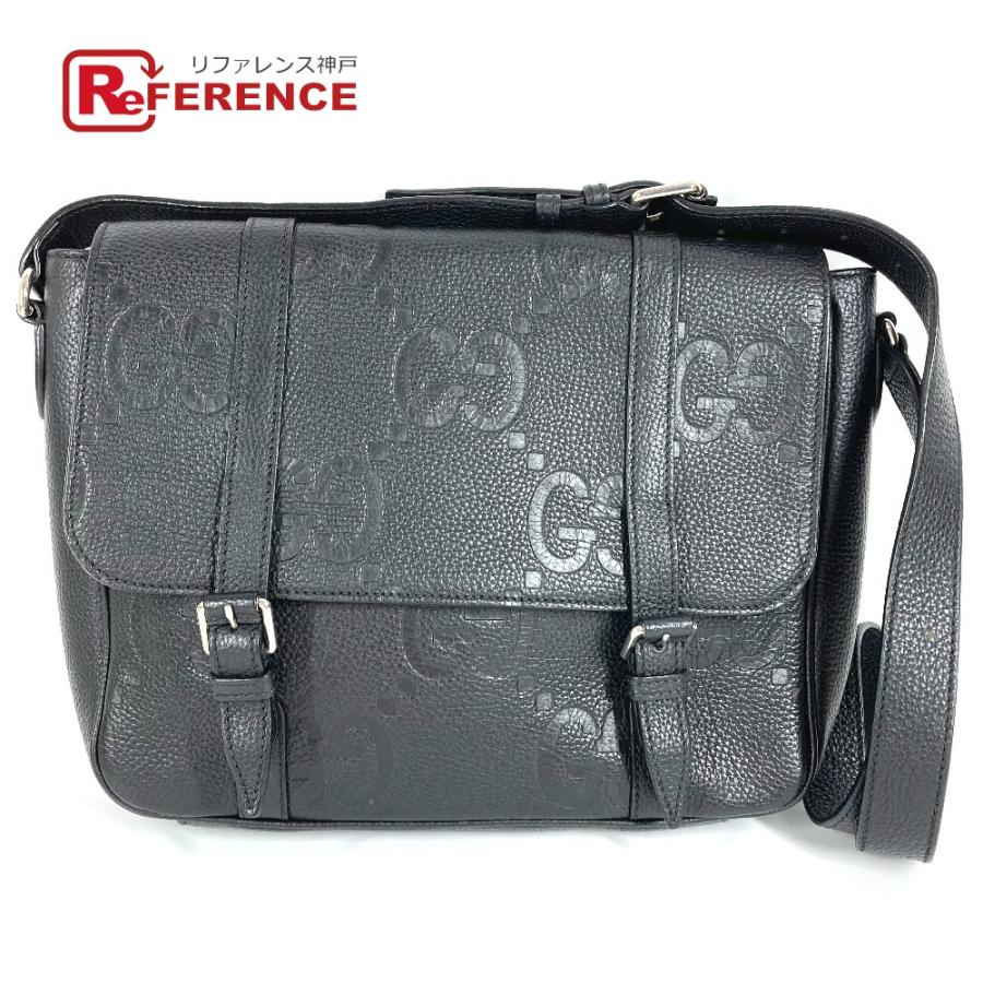 GUCCI グッチ  760234  ジャンボGG ミディアム メッセンジャーバッグ カバン 斜め掛け GG JUMBO MD ショルダーバッグ ブラック【中古】 | GUCCI