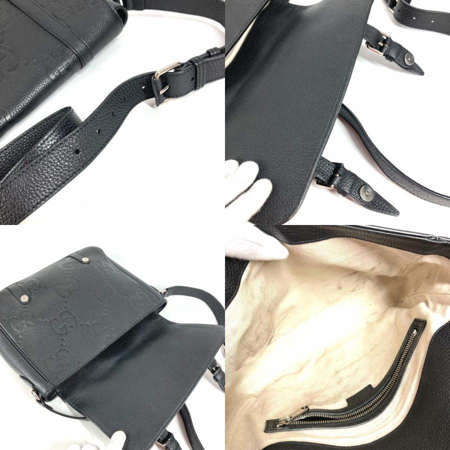GUCCI グッチ  760234  ジャンボGG ミディアム メッセンジャーバッグ カバン 斜め掛け GG JUMBO MD ショルダーバッグ ブラック【中古】 | GUCCI | 08