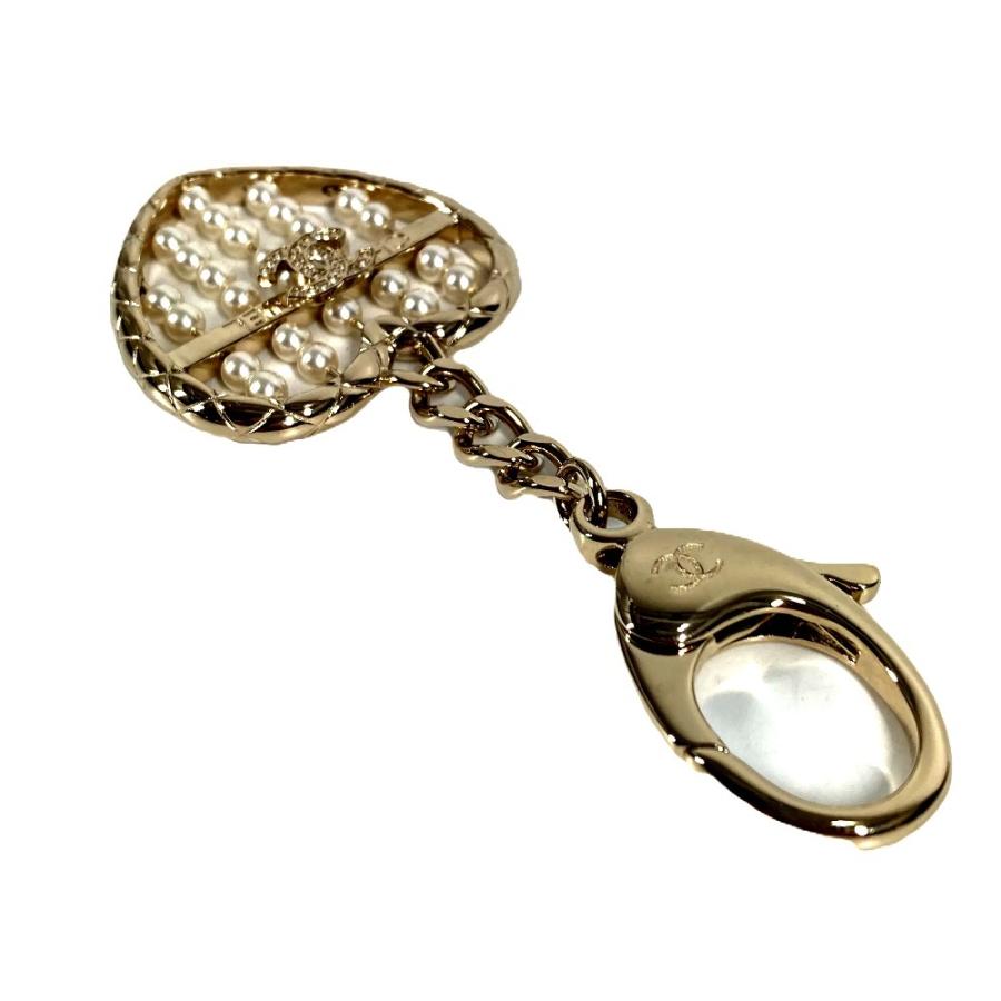 新品同様 CHANEL シャネル ABG045 ハート CC ココマーク ロゴ バッグチャーム チェーン B25A キーホルダー パール ラインストーン【中古】 | CHANEL | 06