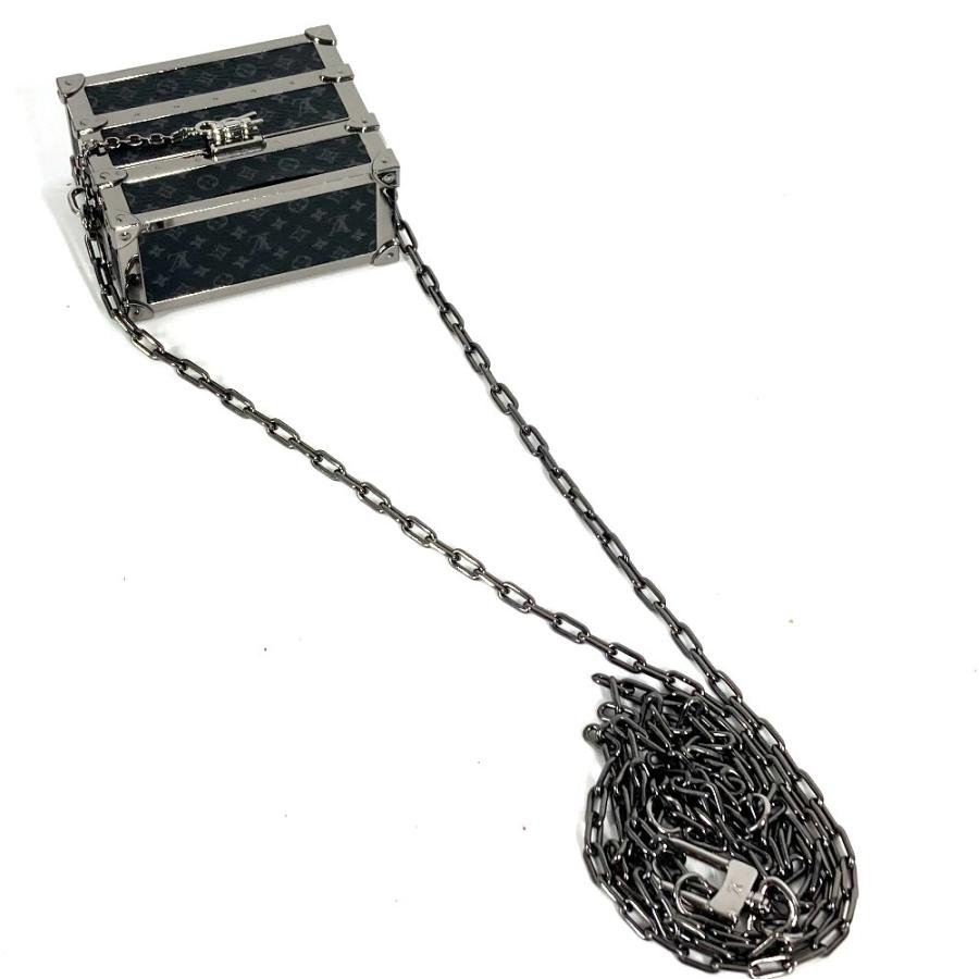 新品同様 LOUIS VUITTON ルイヴィトン M77167 イヤホン ポーチ airpods  チェーン付き モノグラムエクリプス イヤフォンケース【中古】の画像