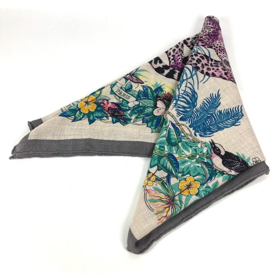 HERMES エルメス トライアングル ジェアン 140 トライアングルジェアン 140 ショール ストール 大判 三角 ジャングルラブ スカーフ【中古】 | HERMES | 01