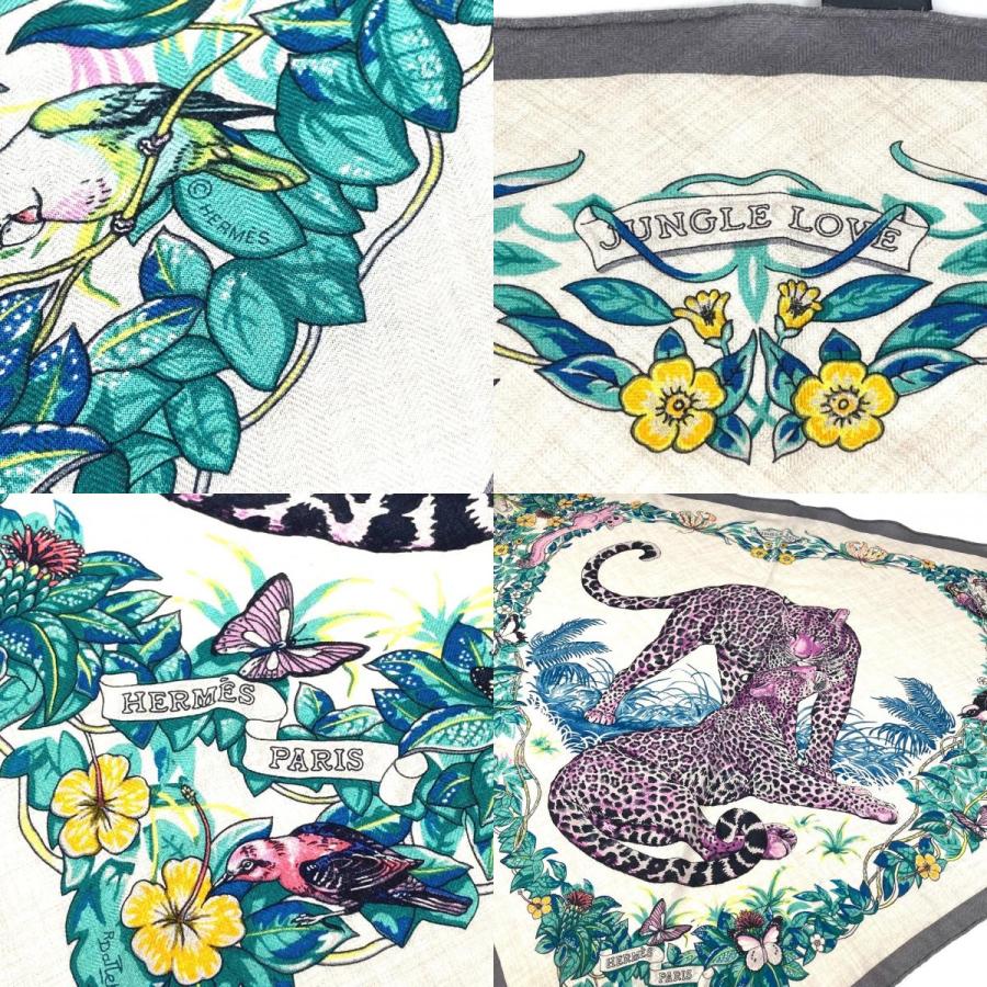 HERMES エルメス トライアングル ジェアン 140 トライアングルジェアン 140 ショール ストール 大判 三角 ジャングルラブ スカーフ【中古】 | HERMES | 08