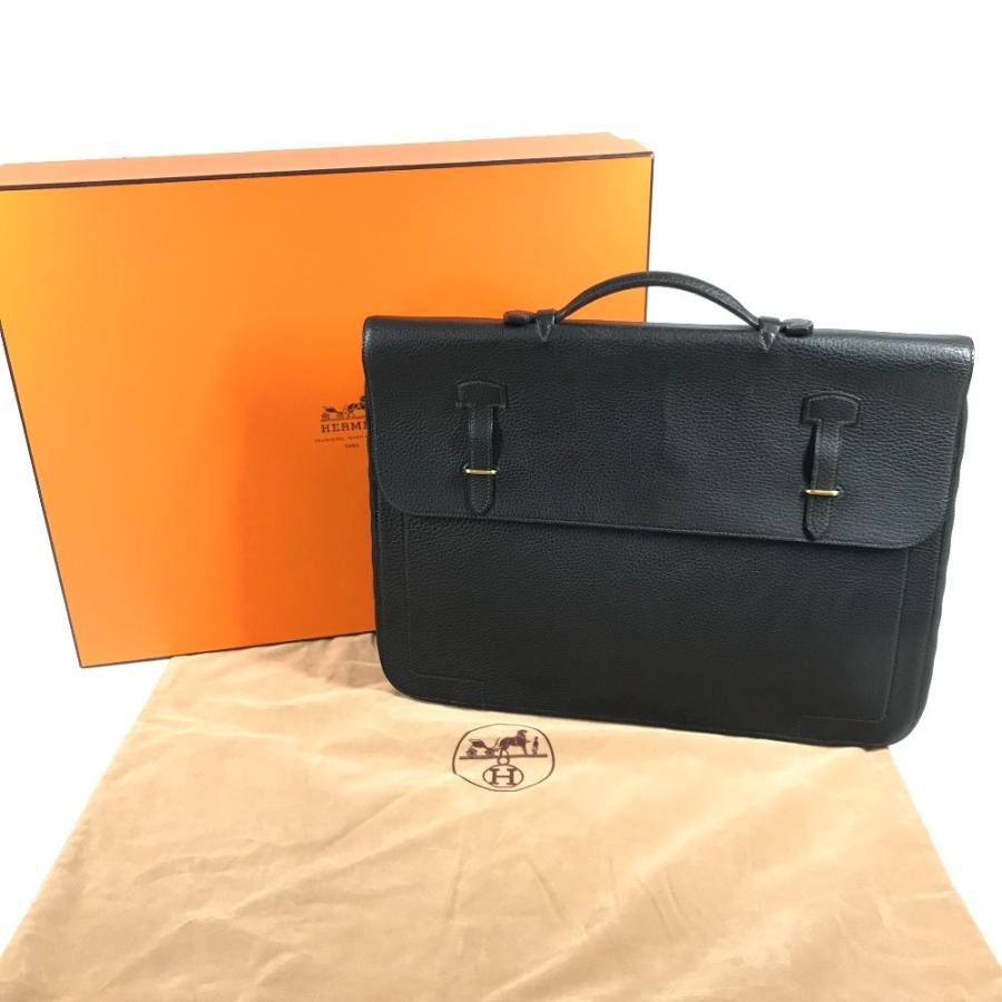 HERMES エルメス セルヴィエット カバン トートバッグ 書類バッグ  ハンドバッグ ヴィンテージ ビジネスバッグ ブラック 【中古】 | HERMES | 02