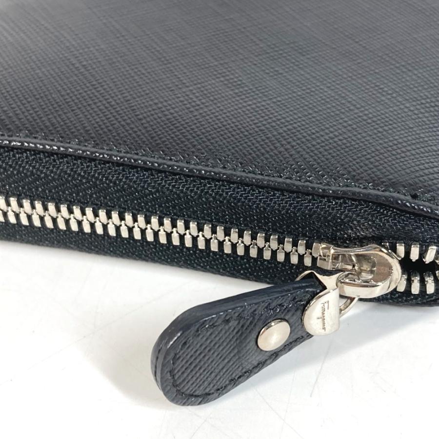 Salvatore Ferragamo サルヴァトーレフェラガモ ガンチーニ ロゴ ロングウォレット ラウンドファスナー  長財布 ブラック【中古】 |  | 02
