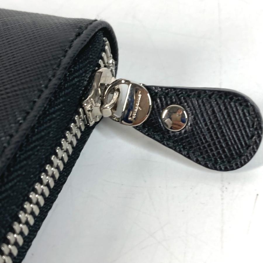 Salvatore Ferragamo サルヴァトーレフェラガモ ガンチーニ ロゴ ロングウォレット ラウンドファスナー  長財布 ブラック【中古】 |  | 05