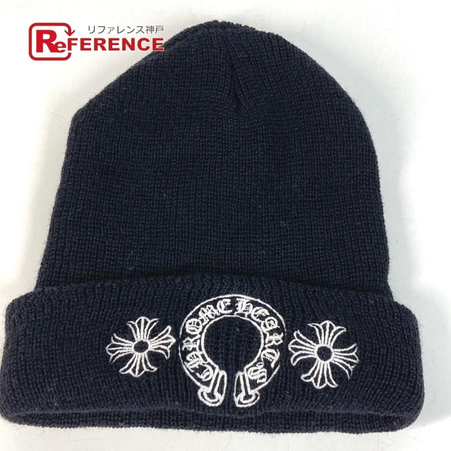 CHROME HEARTS クロムハーツ ホースシュー ロゴ ビーニー 帽子 ニット帽 ニットキャップ ニット帽 ブラック ユニセックス【中古】 | 