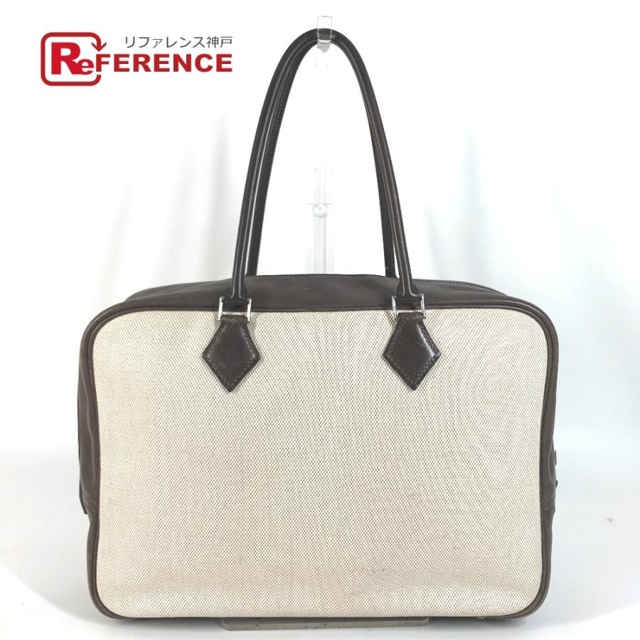 HERMES エルメス プリュム32 プリュム 32 トートバッグ カバン 鞄 ビジネスバッグ ハンドバッグ エクリュ/エベンヌ ブラウン【中古】 | HERMES