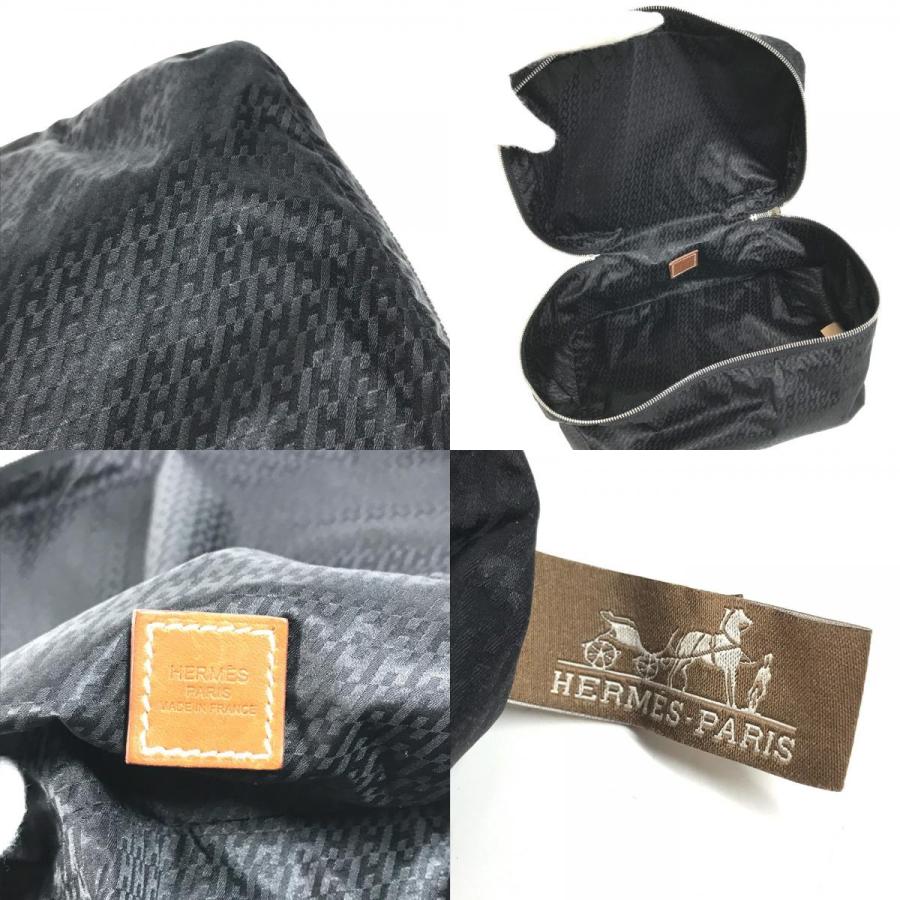 HERMES エルメス ウース ドゥ ヴォワヤージュ ミニ 化粧ポーチ 旅行 メイクポーチ トラベルポーチ ロゴ ポーチ ブラック【中古】 | HERMES | 08