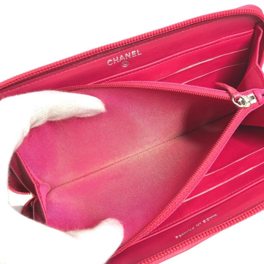 CHANEL シャネル A69091 CC ココマーク ロゴ ロングウォレット ラウンドファスナー メイクアップ 長財布 ピンク レディース【中古】 | CHANEL | 07
