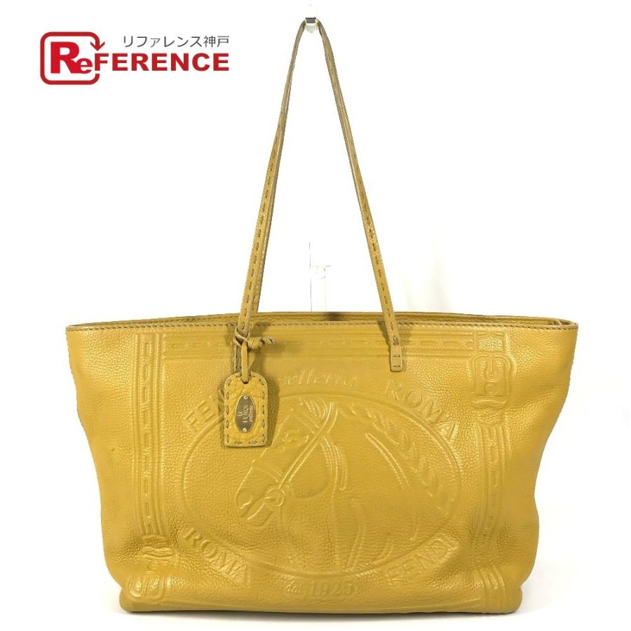 FENDI フェンディ 8BH185 セレリア ロゴ 馬 ホース柄 鞄 トートバッグ 肩掛け ショルダーバッグ イエロー ユニセックス【中古】 | FENDI