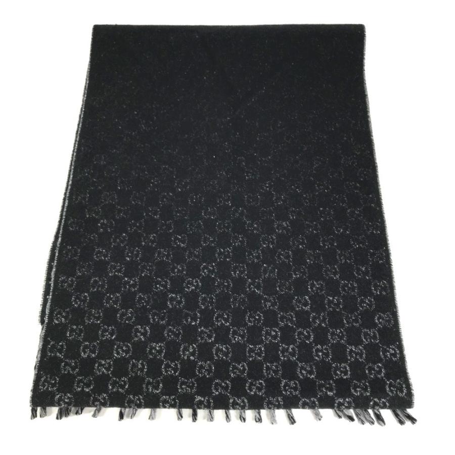 未使用 GUCCI グッチ 852038 GG ロゴ フリンジ ストール 防寒具 マフラー ブラック ユニセックス【中古】 | GUCCI | 05