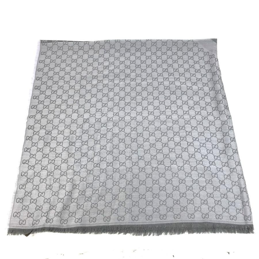 未使用 GUCCI グッチ 281942 GG ロゴ フリンジ ストール 防寒具 ショール マフラー グレー ユニセックス【中古】 | GUCCI | 01