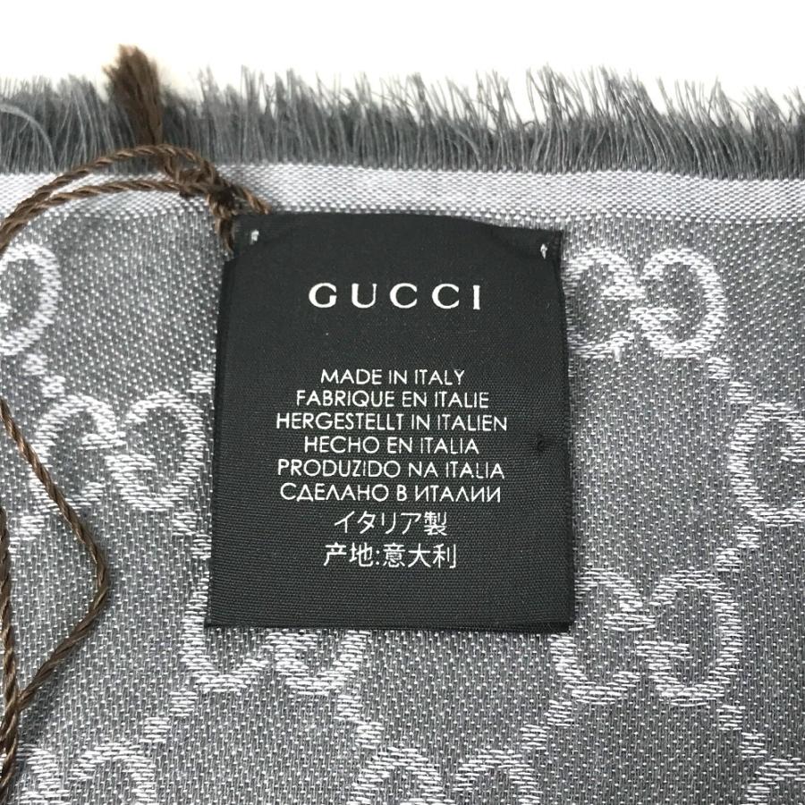 未使用 GUCCI グッチ 281942 GG ロゴ フリンジ ストール 防寒具 ショール マフラー グレー ユニセックス【中古】 | GUCCI | 06