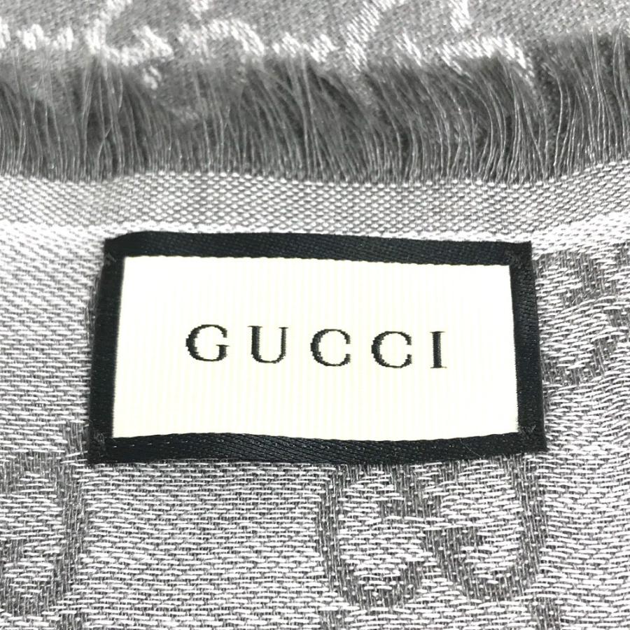 未使用 GUCCI グッチ 281942 GG ロゴ フリンジ ストール 防寒具 ショール マフラー グレー ユニセックス【中古】 | GUCCI | 08