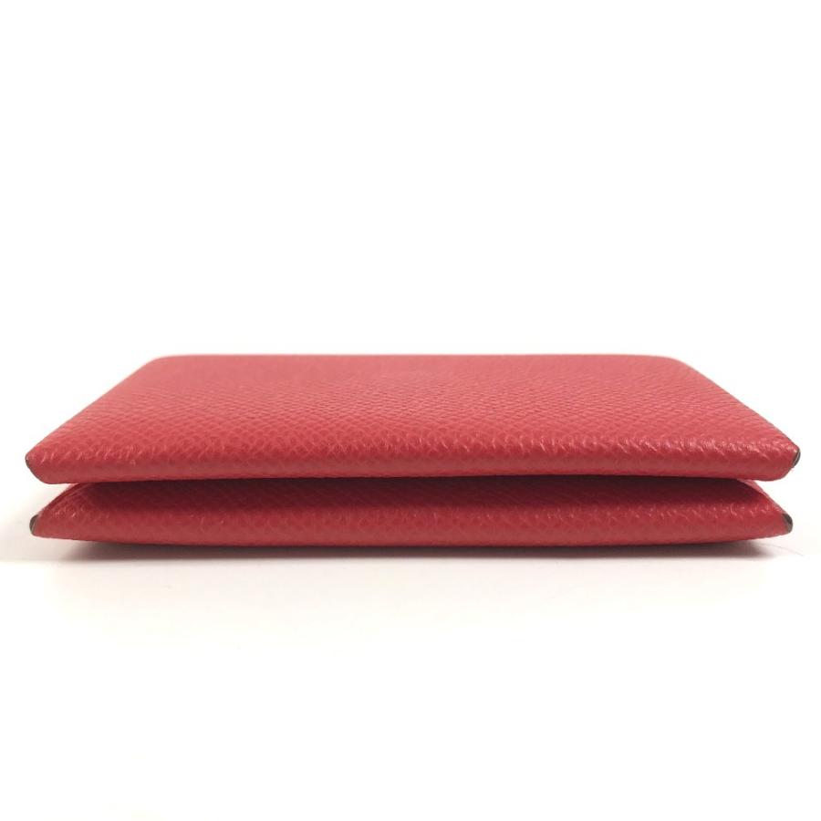 美品 HERMES エルメス カルヴィ 名刺入れ パスケース 2つ折り カードケース ルージュクー レッド ユニセックス【中古】 | HERMES | 04