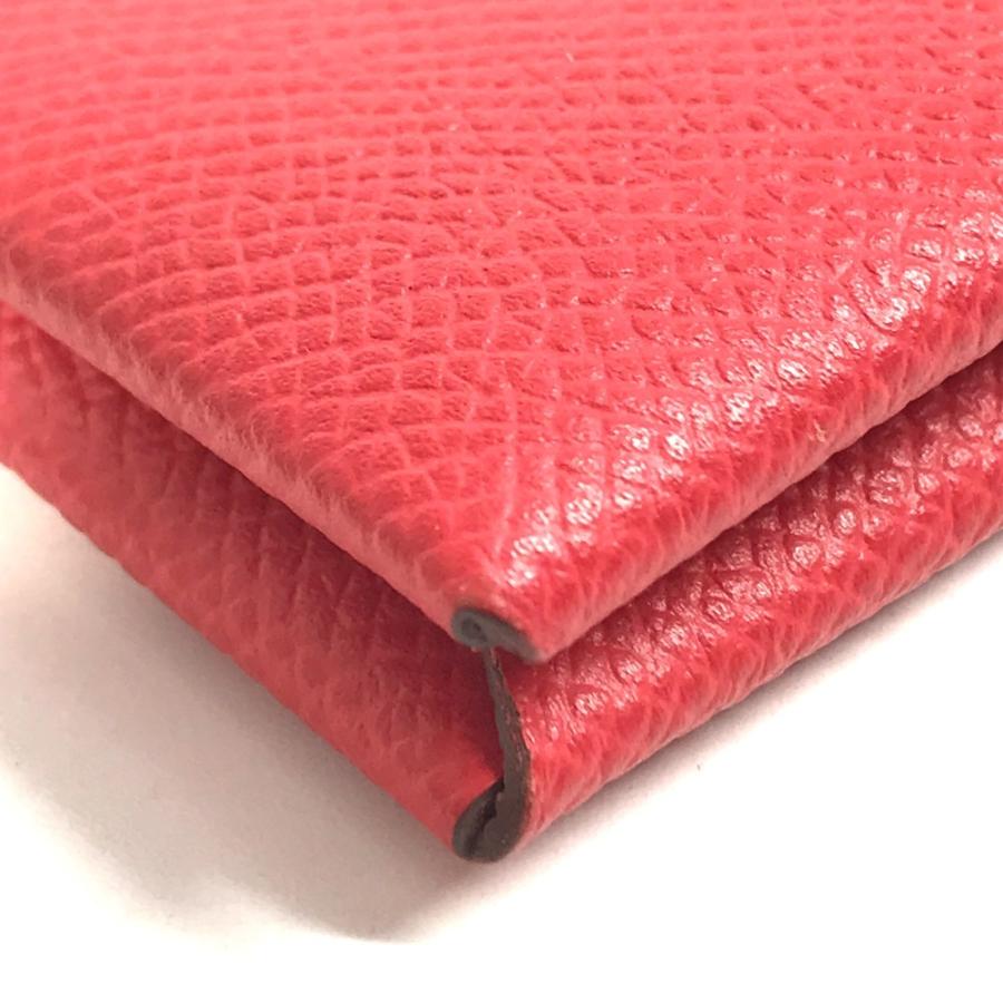 美品 HERMES エルメス カルヴィ 名刺入れ パスケース 2つ折り カードケース ルージュクー レッド ユニセックス【中古】 | HERMES | 06