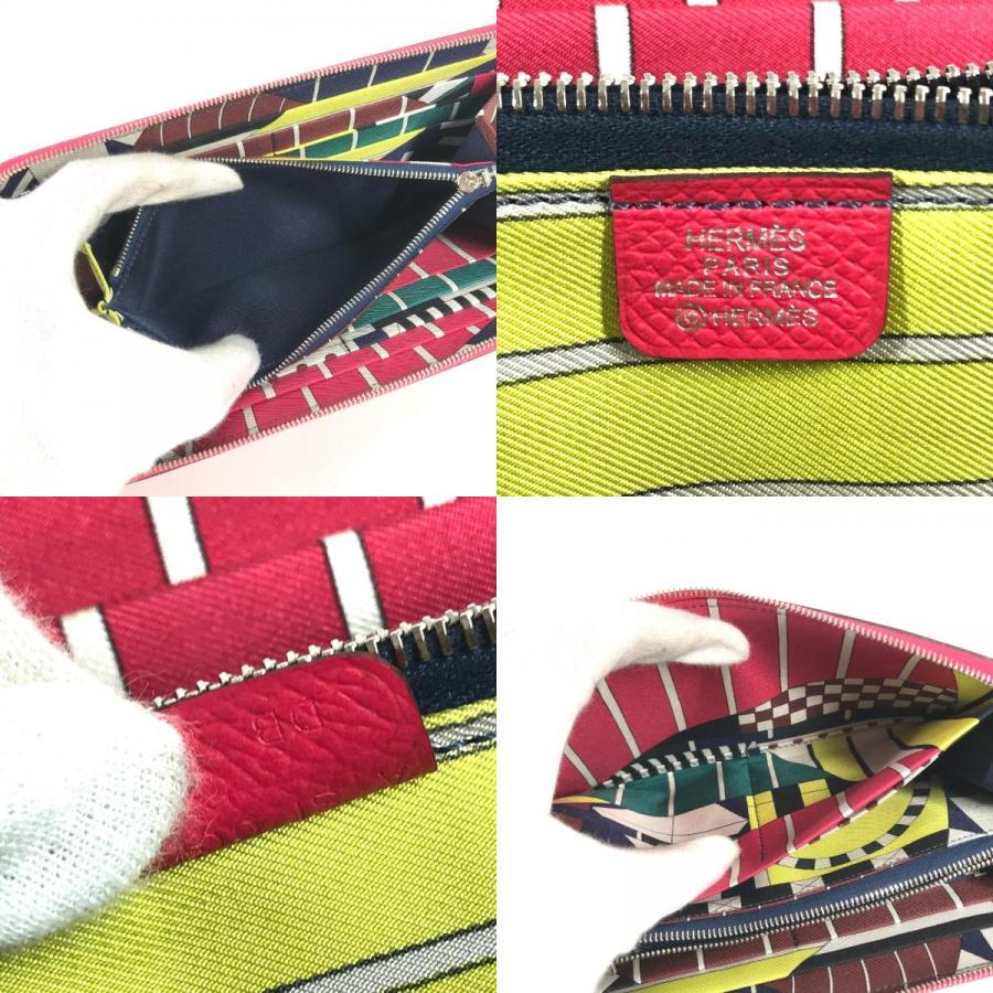 未使用 HERMES エルメス アザップロングシルクイン  ロングウォレット ラウンドファスナー 長財布 ローズエクストリーム ピンク 【中古】 | HERMES | 08