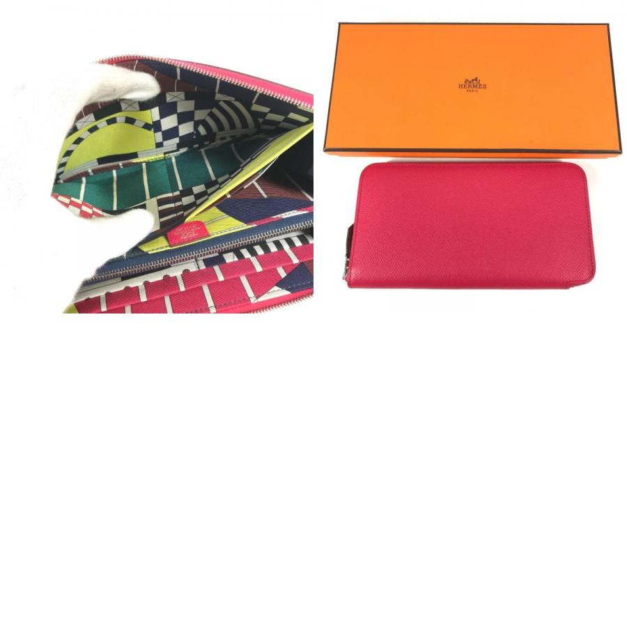 未使用 HERMES エルメス アザップロングシルクイン  ロングウォレット ラウンドファスナー 長財布 ローズエクストリーム ピンク 【中古】 | HERMES | 09