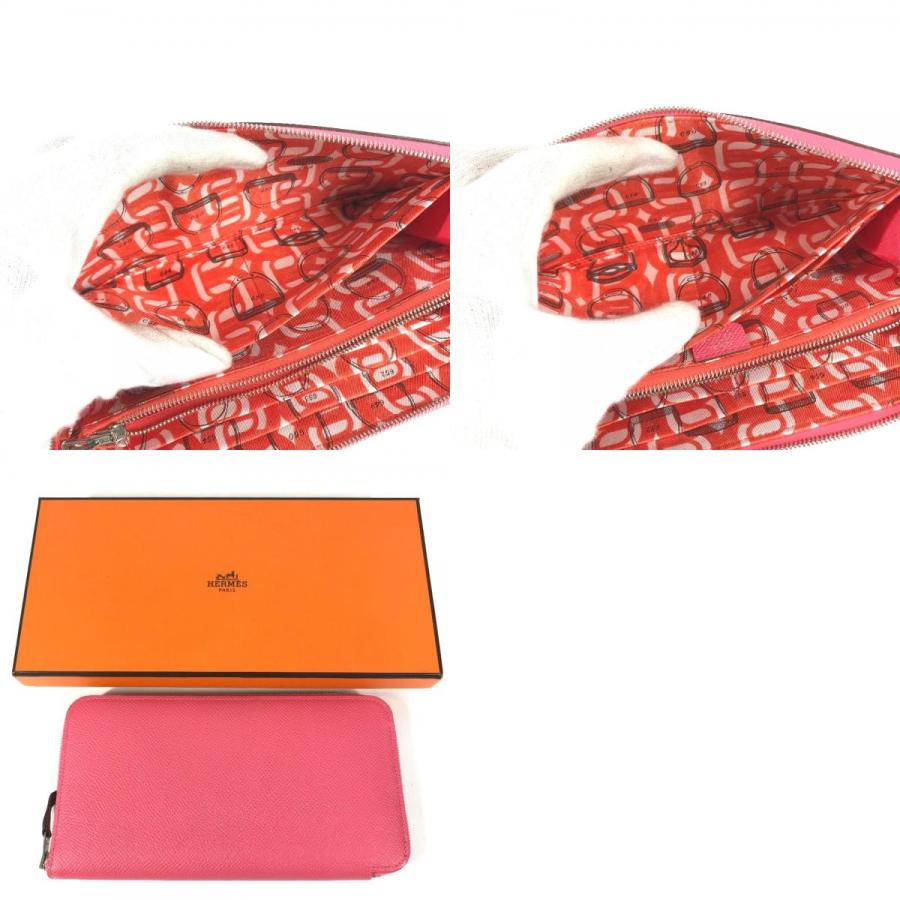 未使用 HERMES エルメス アザップロングシルクイン  ロングウォレット ラウンドファスナー 長財布 ローズアザレ ピンク【中古】 | HERMES | 09