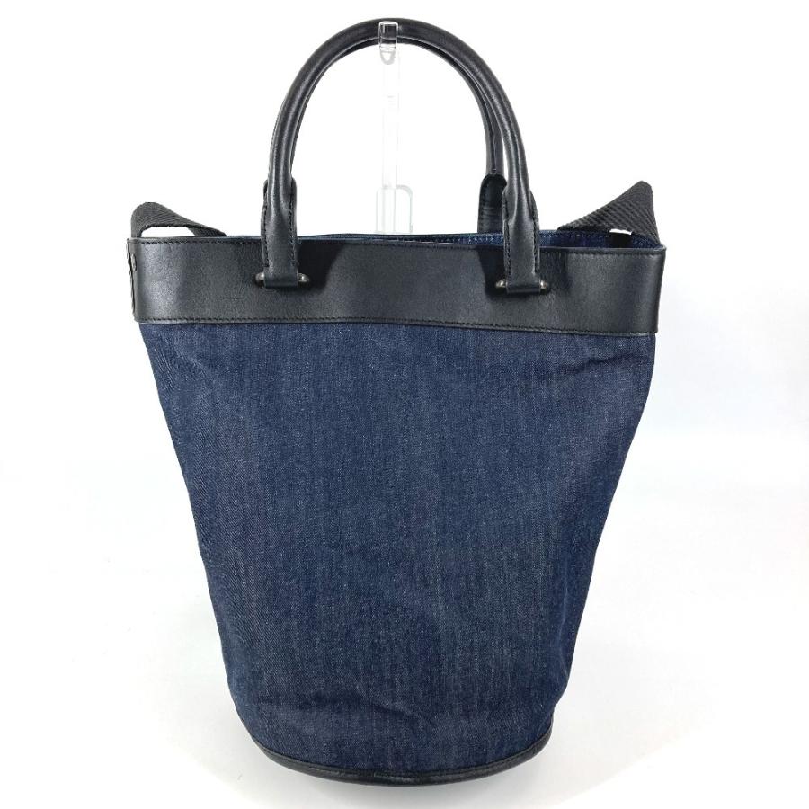 HUNTING WORLD ハンティングワールド ロゴ バケツ型 ばけつ型  2WAYバッグ ハンドバッグ トートバック ショルダーバッグ ブルー【中古】 |  | 01