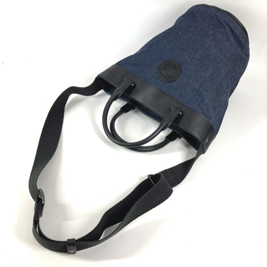 HUNTING WORLD ハンティングワールド ロゴ バケツ型 ばけつ型  2WAYバッグ ハンドバッグ トートバック ショルダーバッグ ブルー【中古】 |  | 07