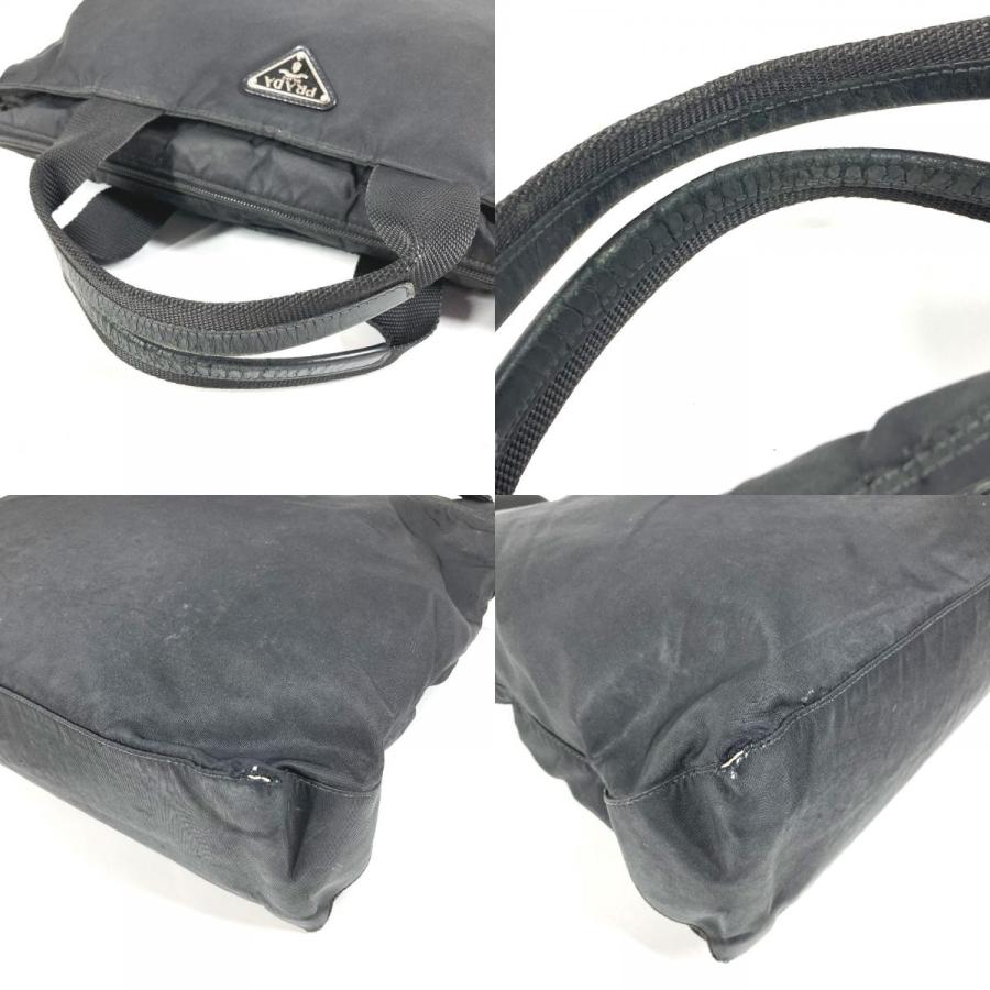 PRADA プラダ トライアングルロゴ 三角ロゴ プレート トートバッグ カバン ハンドバッグ ブラック ユニセックス【中古】 | PRADA | 07