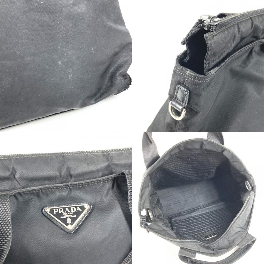 PRADA プラダ トライアングルロゴ 三角ロゴ プレート トートバッグ カバン ハンドバッグ ブラック ユニセックス【中古】 | PRADA | 08