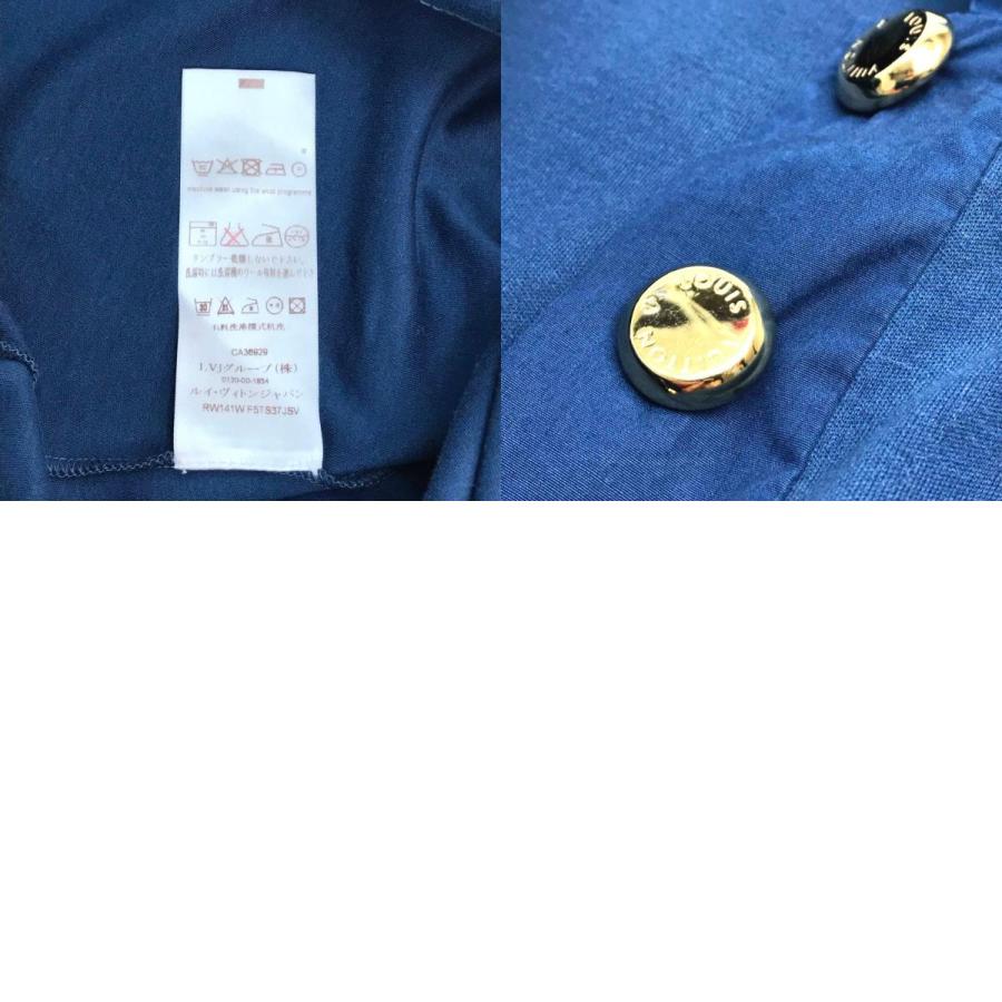 LOUIS VUITTON ルイヴィトン 2タイプカラー 五分袖 ポロシャツ コットン レディース S ブルー ゴールドボタン 青 | LOUIS VUITTON | 09