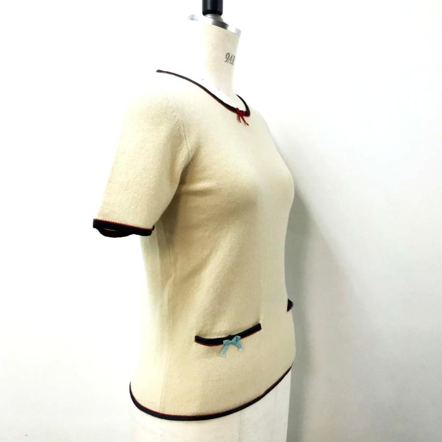 新品同様 GUCCI グッチ 501400 リボン アパレル トップス カットソー 半袖ニット 半袖 ニット ベージュ レディース【中古】 | GUCCI | 02