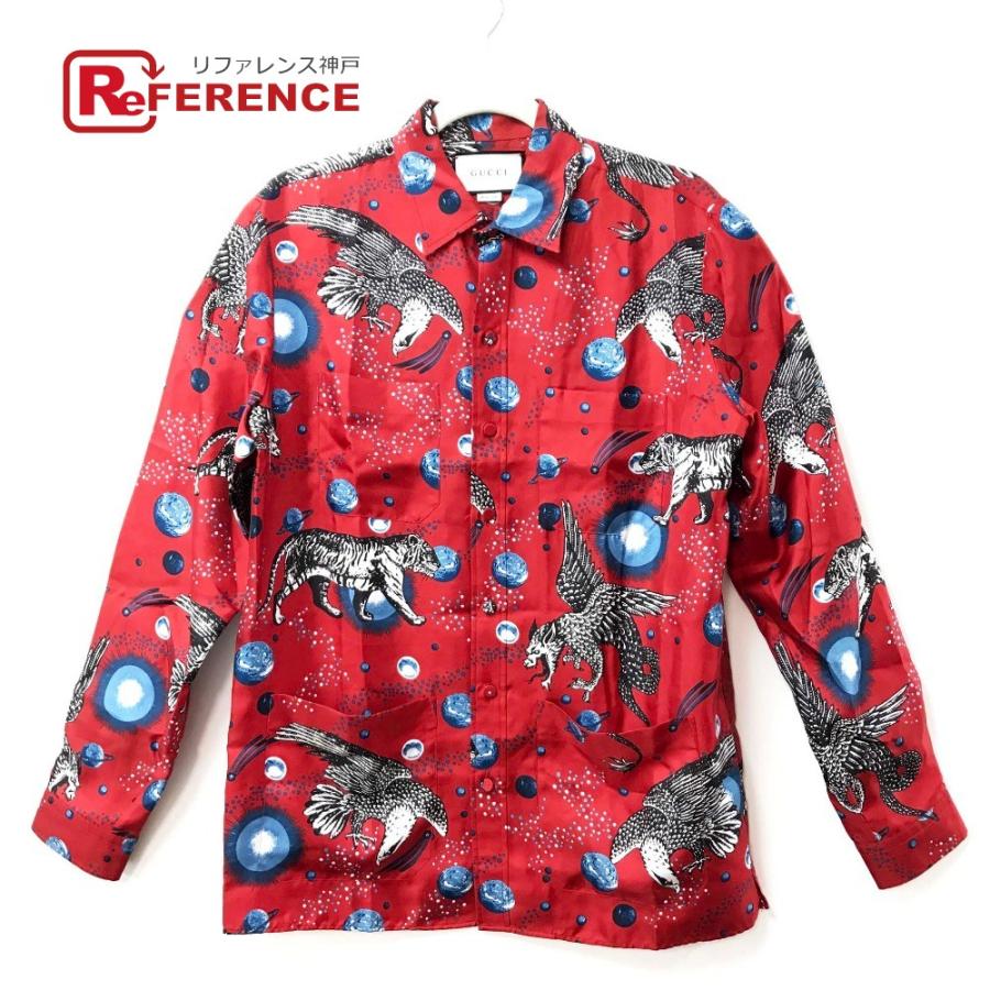 Gucci グッチ Z694c 17ss スペースアニマルズ 総柄シルク 長袖シャツ レッド メンズ 中古 K 0619 リファレンス コレクション 通販 Yahoo ショッピング