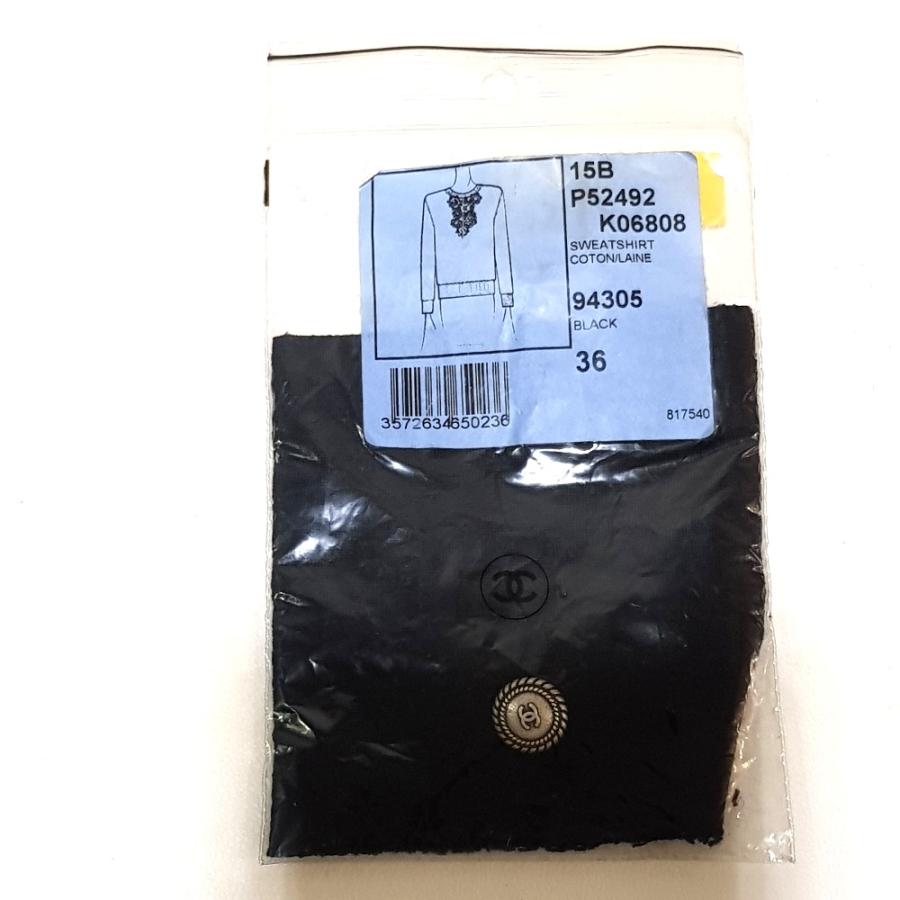 CHANEL シャネル P52492 15B カメリア装飾 トレーナー 肩ファスナー スウェット ウール レディース ブルー | CHANEL | 08