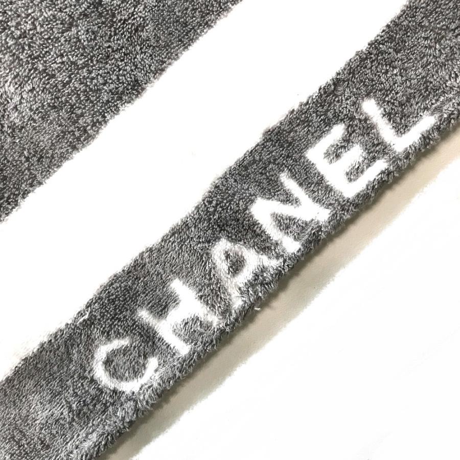 人気満点 Chanel 3242 シャネル シャネル グレー ホワイト コットン 大判タオル バスタオル ビーチタオル ロゴ ココマーク Cc スポーツライン タオル
