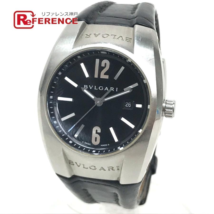 BVLGARI ブルガリ EG30S エルゴン デイト レディース腕時計 SS/革ベルト シルバー×ブラック クォーツ | BVLGARI