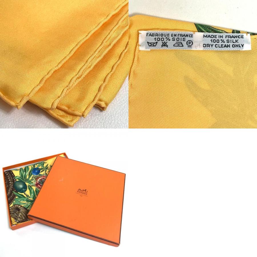 HERMES - HERMES エルメス シルクスカーフ 花柄 オフホワイト