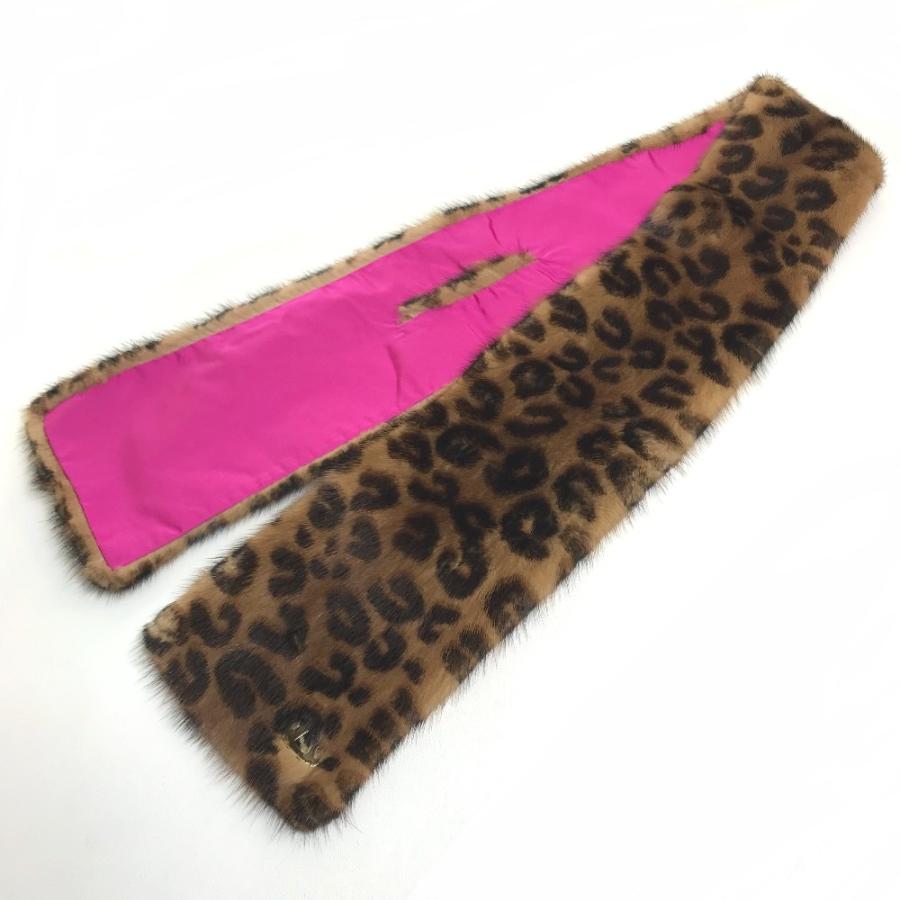 LOUIS VUITTON ルイヴィトン M72245 エシャルプ ヴィゾン ファーティペット レオパード 豹柄 マフラー ブラウン×ピンク レディース【中古】 | LOUIS VUITTON | 01